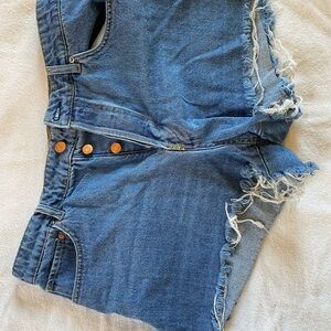 H&M Blue Jean Shorts with Frayed Hem